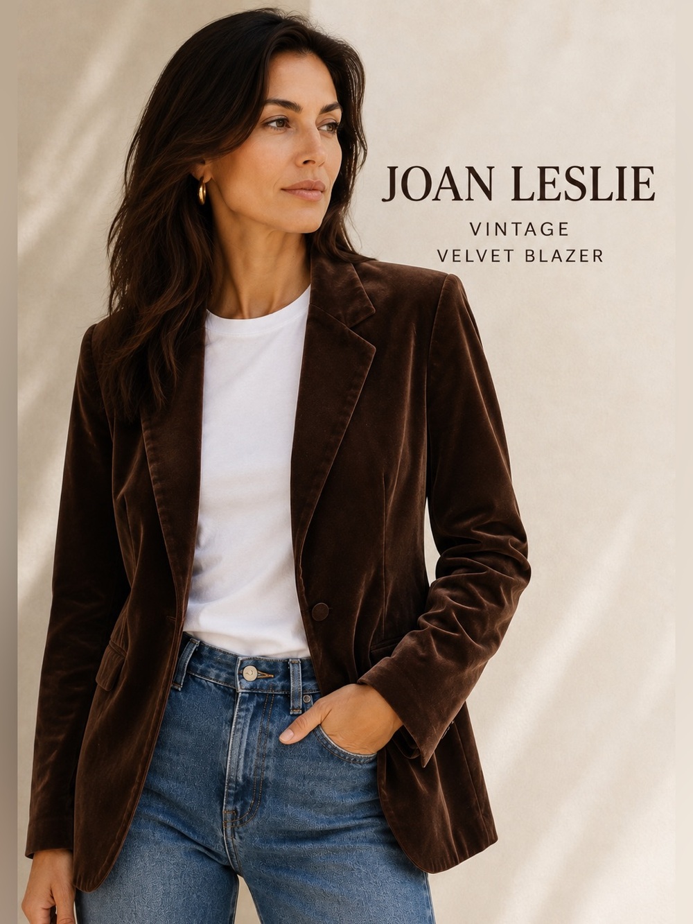 Rich Chocolate Brown Vintage Joan Leslie Velvet Blazer Mob Wife Dark Academia 10
